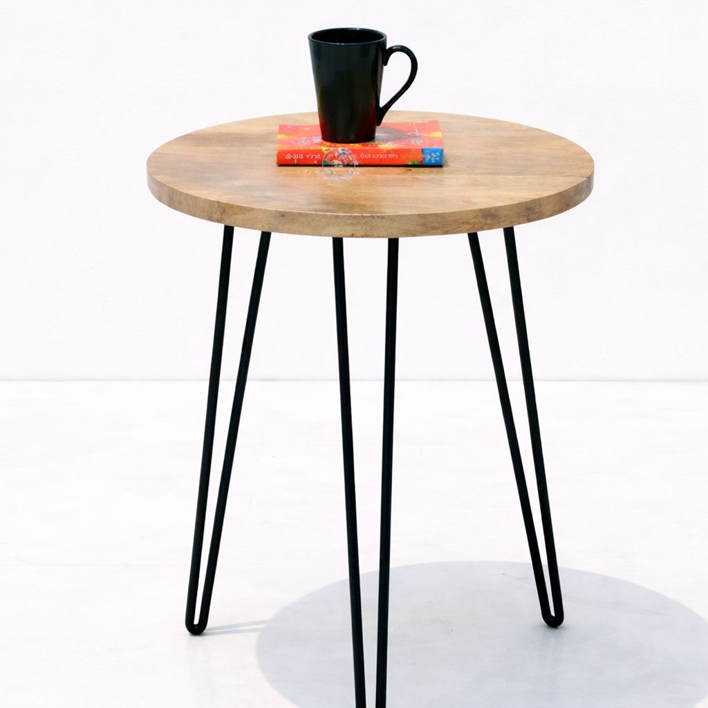 Lucious Wooden Side Table – Solid Mango Wood & Iron | Opelhome UAE