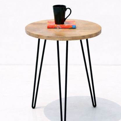 Lucious Wooden Side Table – Solid Mango Wood & Iron | Opelhome UAE
