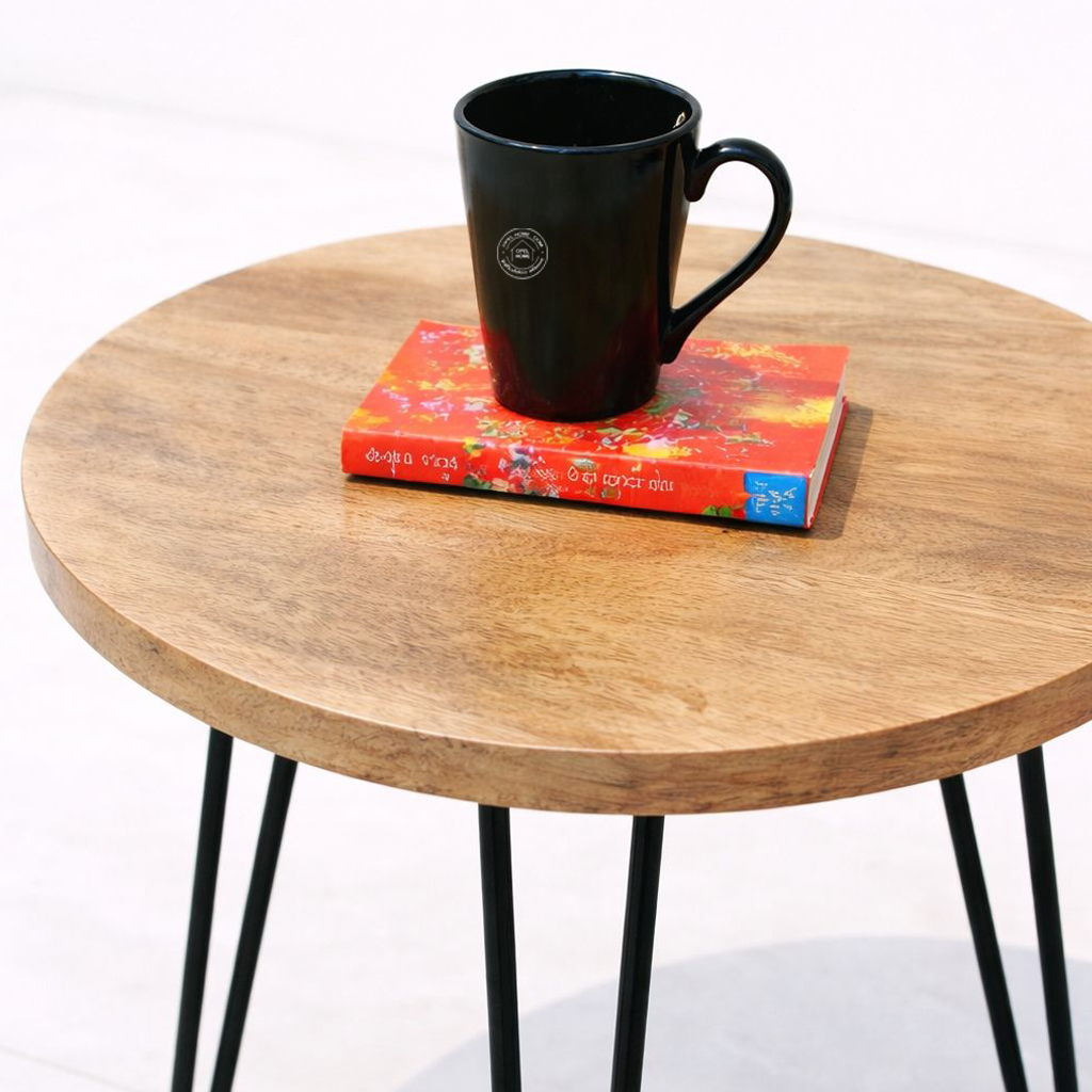 Lucious Wooden Side Table – Solid Mango Wood & Iron | Opelhome UAE