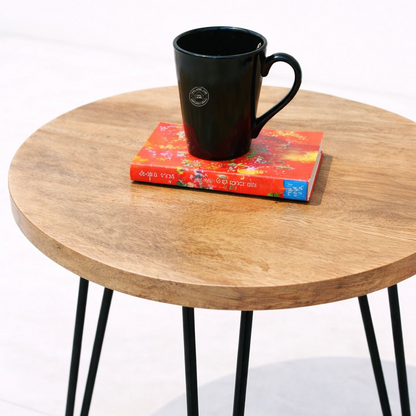 Lucious Wooden Side Table – Solid Mango Wood & Iron | Opelhome UAE