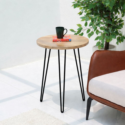 Lucious Wooden Side Table – Solid Mango Wood & Iron | Opelhome UAE