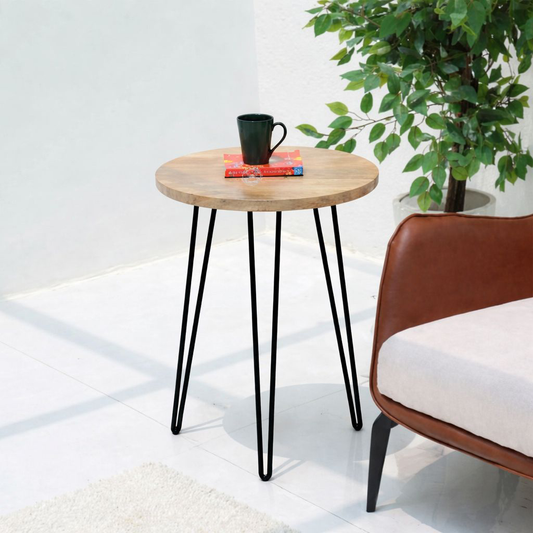 Lucious Wooden Side Table – Solid Mango Wood & Iron | Opelhome UAE