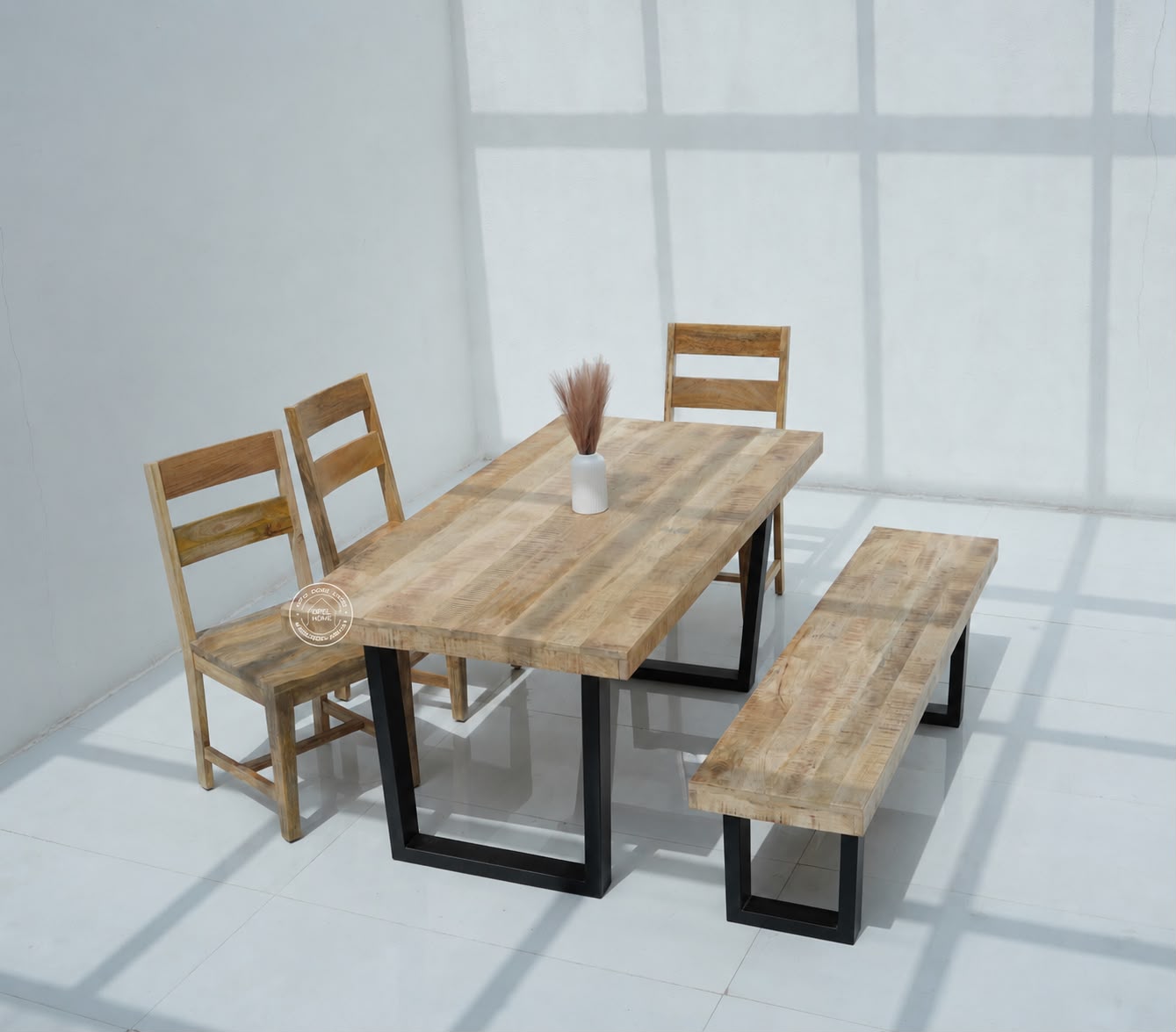 Sobine Mango Wood Dining Table with 7CM Top Thickness - Multiple Sizes & Leg Options