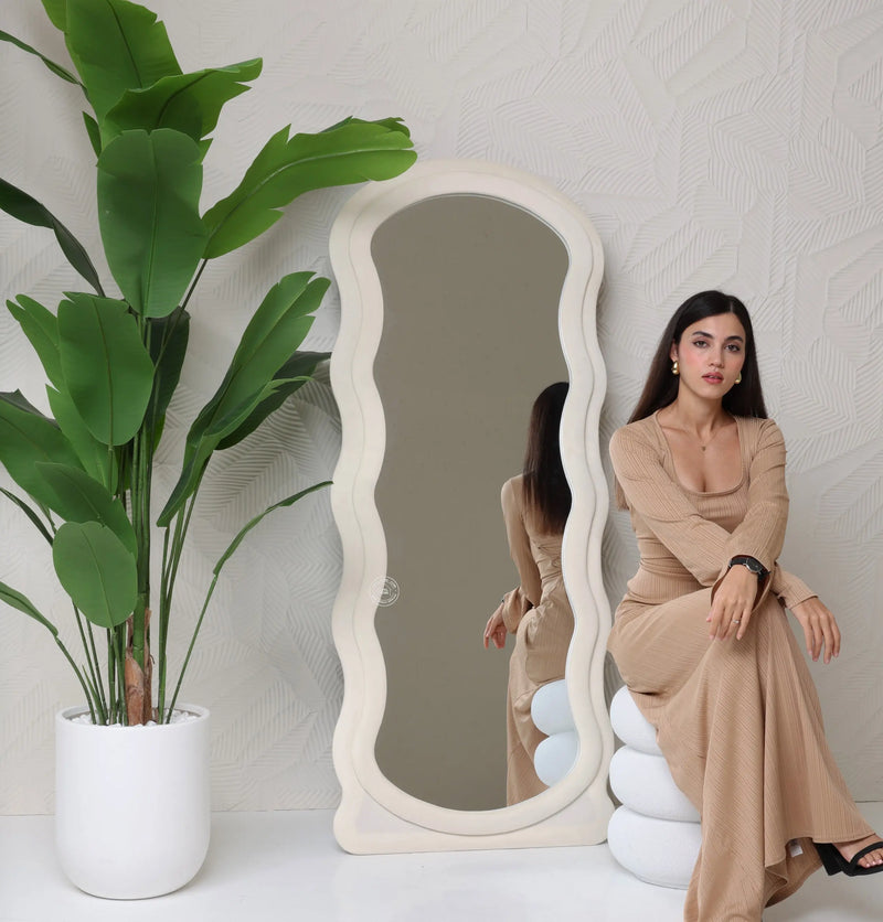 White Flannelette Frame Mirror | Opelhome UAE Opel Home