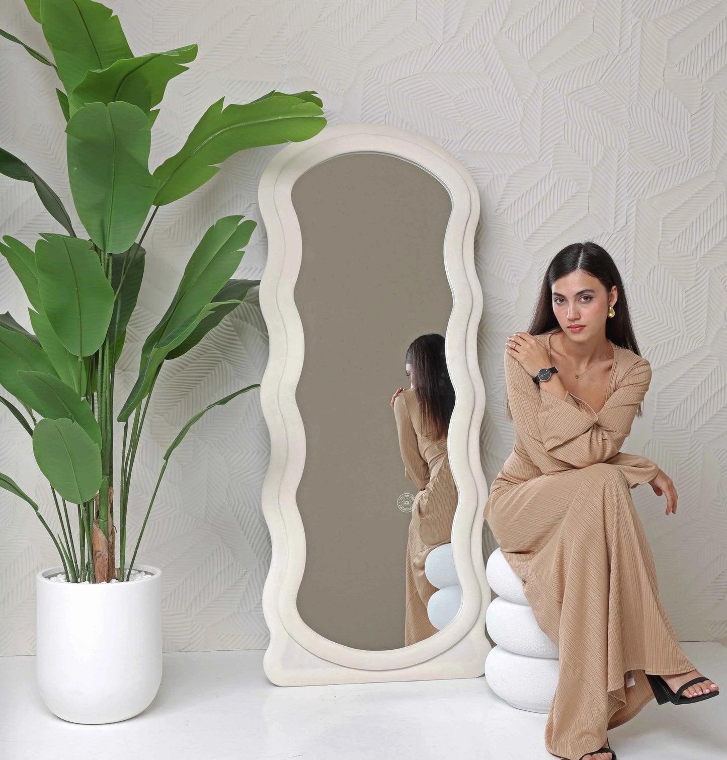 White Irregular Frame Mirror | Opelhome UAE
