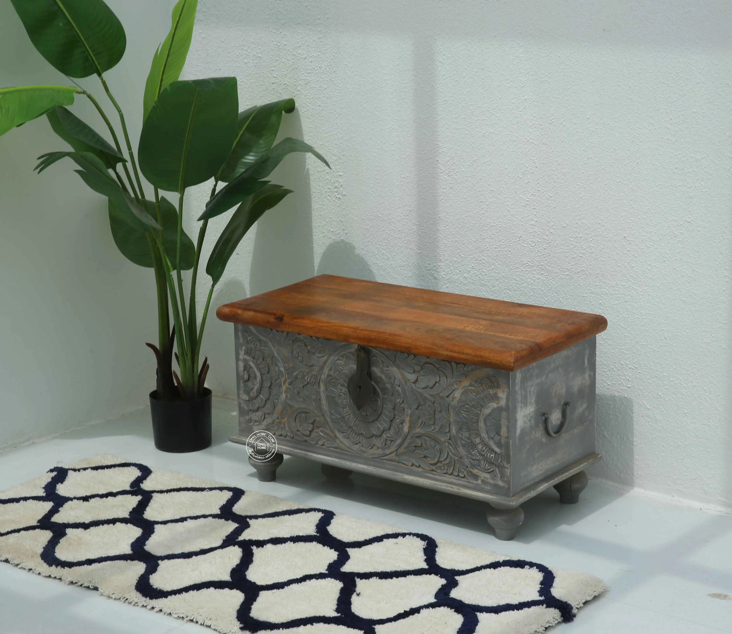 Zaya wooden Carved Trunk Box