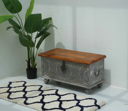Zaya wooden Carved Trunk Box