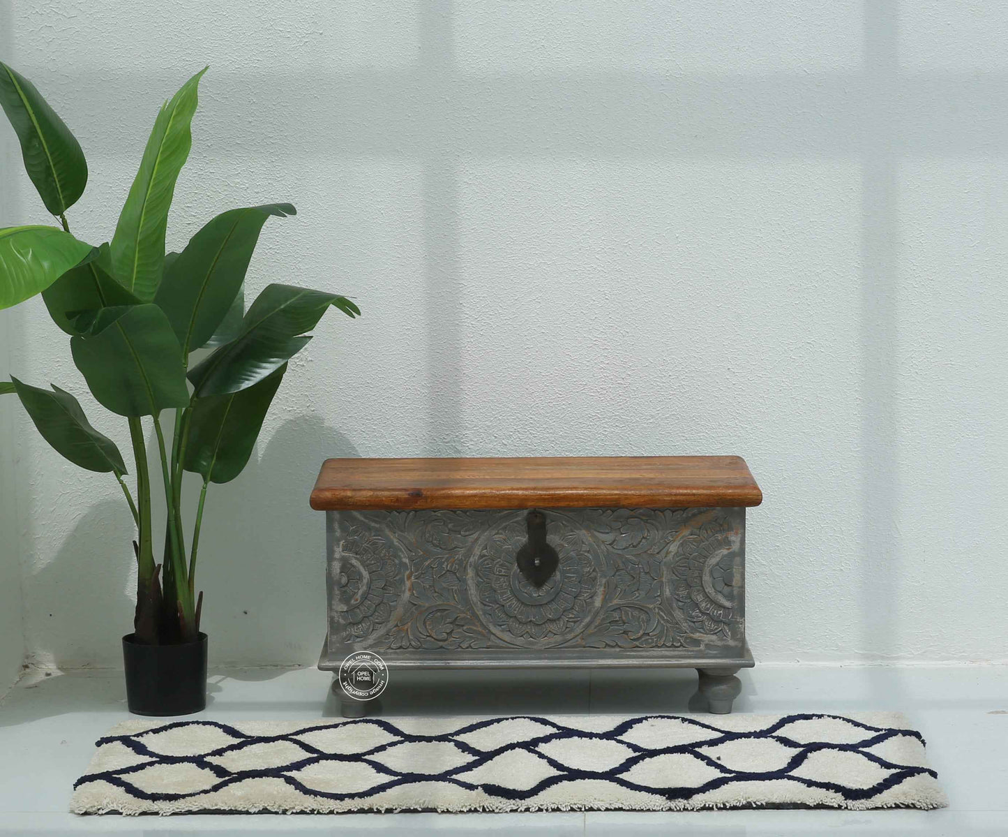 Zaya wooden Carved Trunk Box