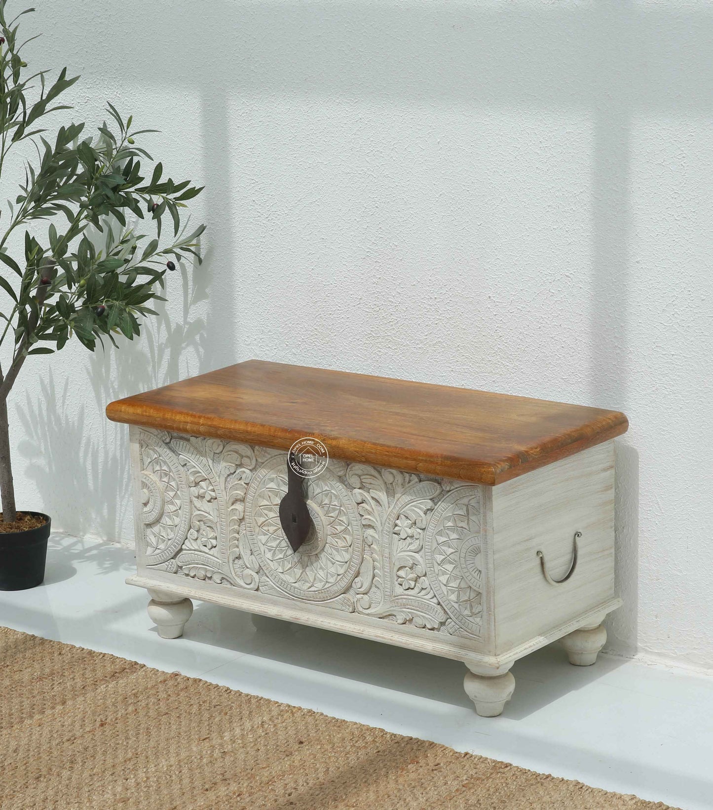 Zaya wooden Carved Trunk Box