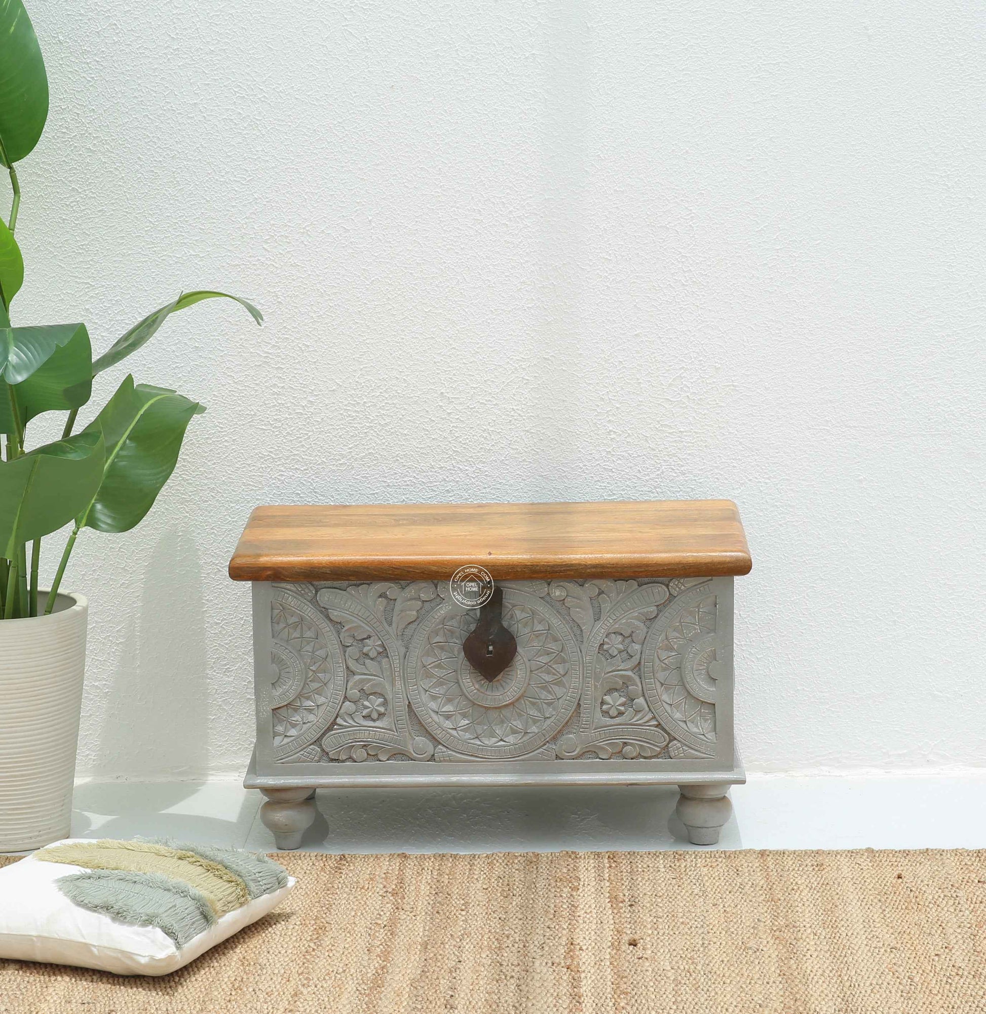 Zaya wooden Carved Trunk Box