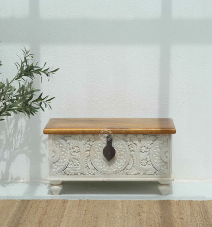 Zaya wooden Carved Trunk Box