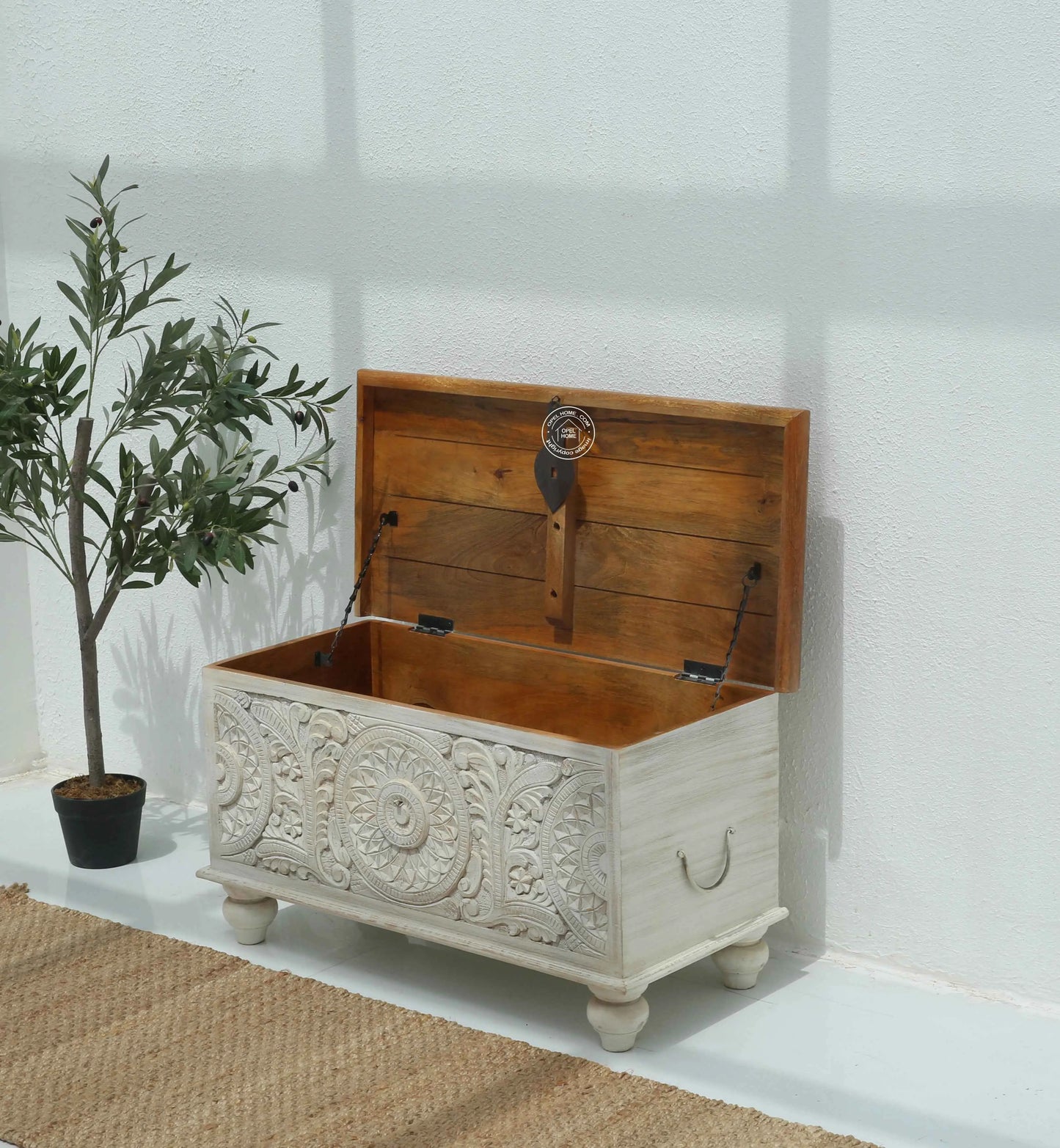 Zaya wooden Carved Trunk Box
