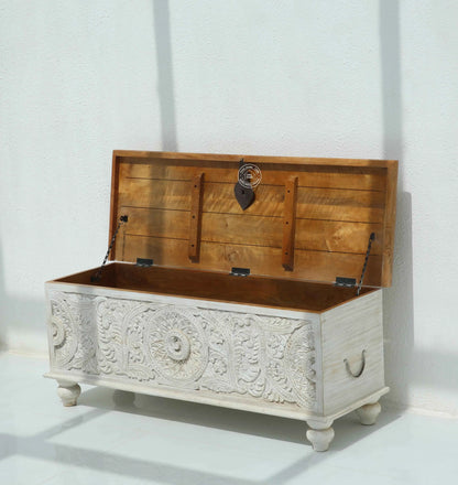 Zaya wooden Carved Trunk Box