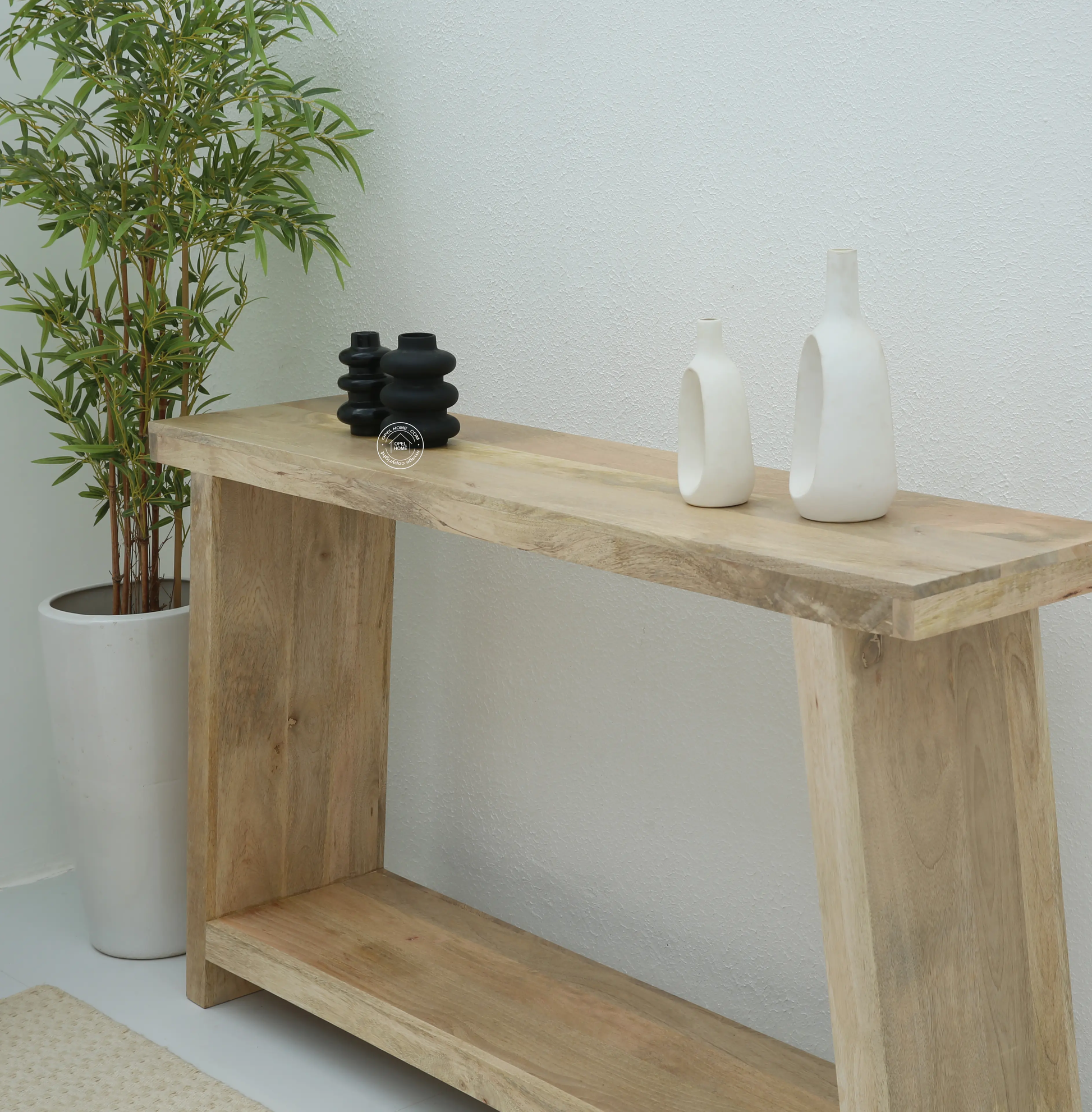 Zenith Wooden Console Table – Solid Mango Wood, Natural Finish, Hallway Furniture | Opelhome UAE - Opelhome