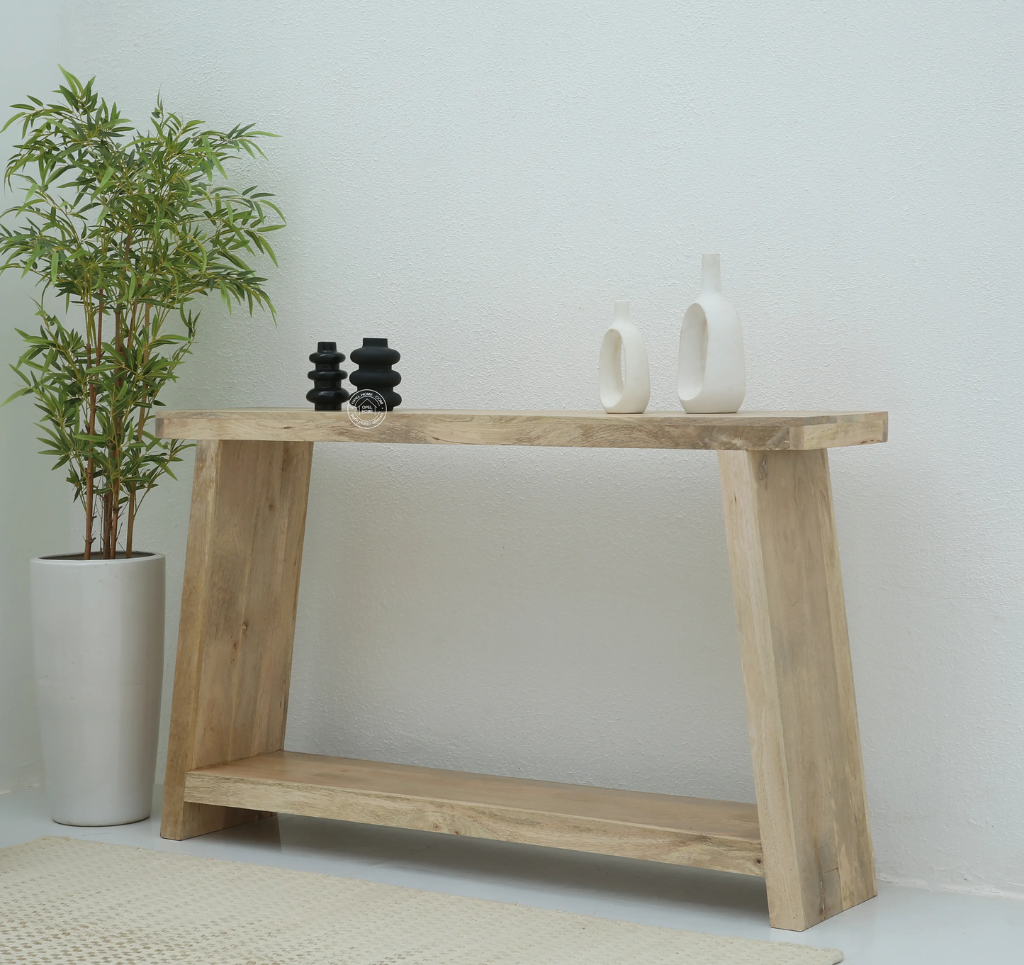 Zenith Wooden Console Table – Solid Mango Wood, Natural Finish, Hallway Furniture | Opelhome UAE - Opelhome