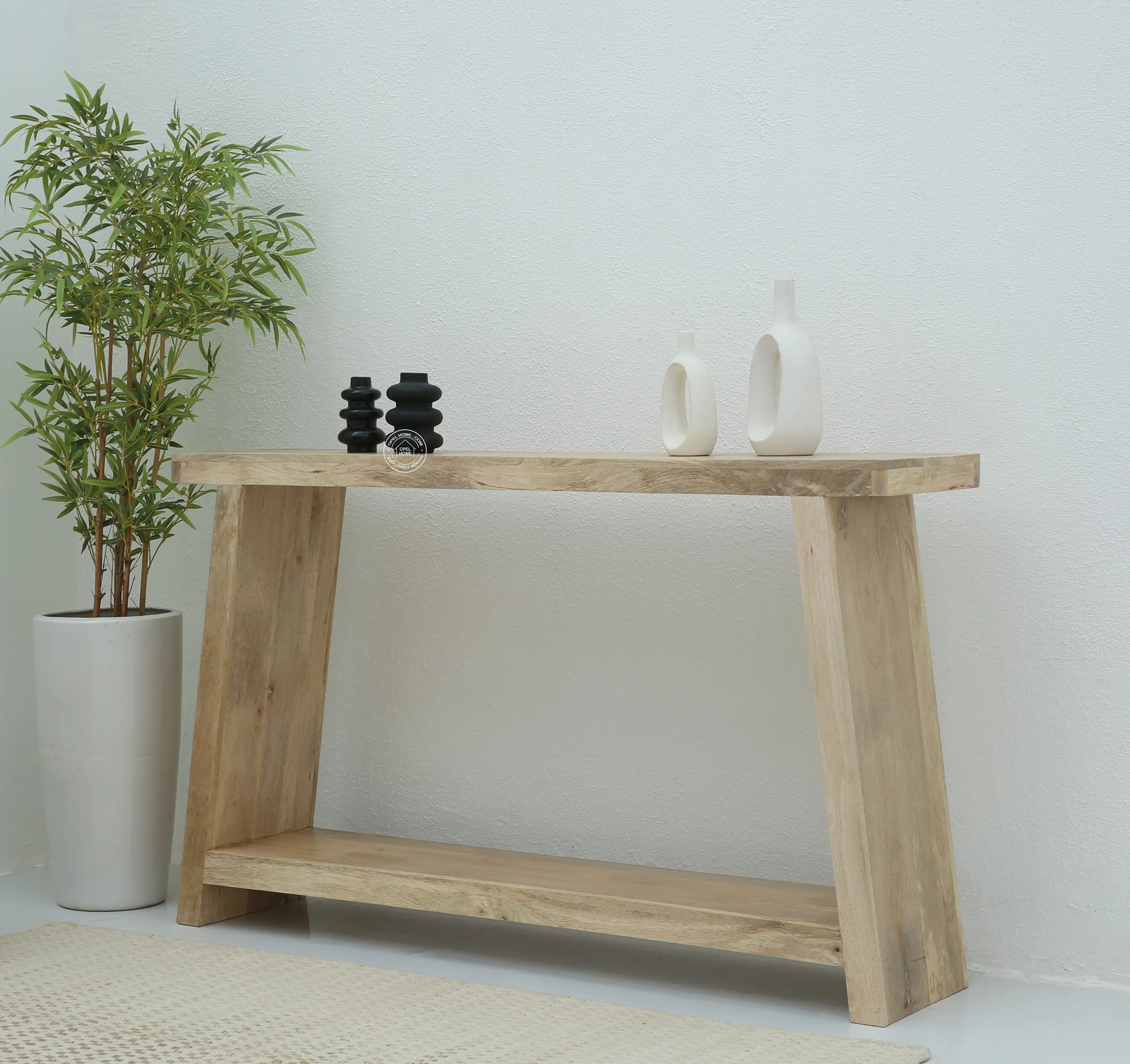 Zenith Wooden Console Table – Solid Mango Wood, Natural Finish, Hallway Furniture | Opelhome UAE - Opelhome