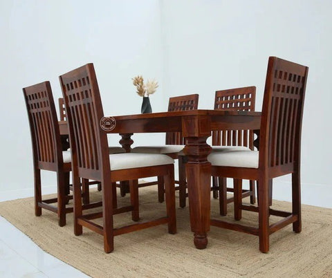 Sunset Wooden 6 Seater Dining Table –  Multiple Colors (Only Table) | Opelhome UAE