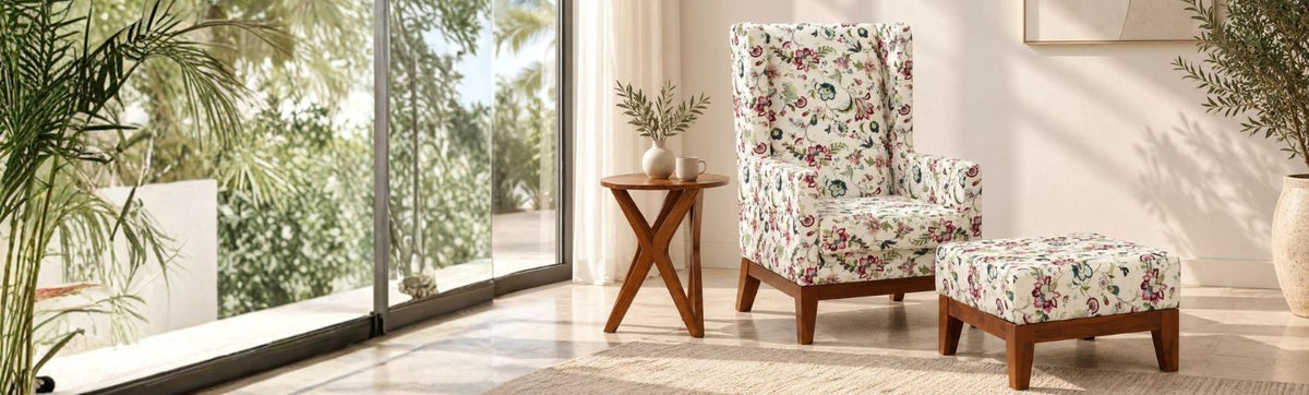 Axton solid rosewood lounge chair with matching footstool