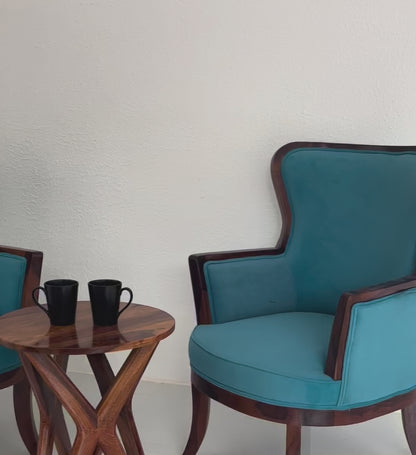 Madison Lounge Chair – Velvet Upholstery with Solid Rosewood Frame, Teak Finish | Opelhome UAE