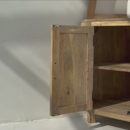 Rison Corner Wooden Display Shelf – Solid Mango Wood, Natural Finish | Opelhome UAE