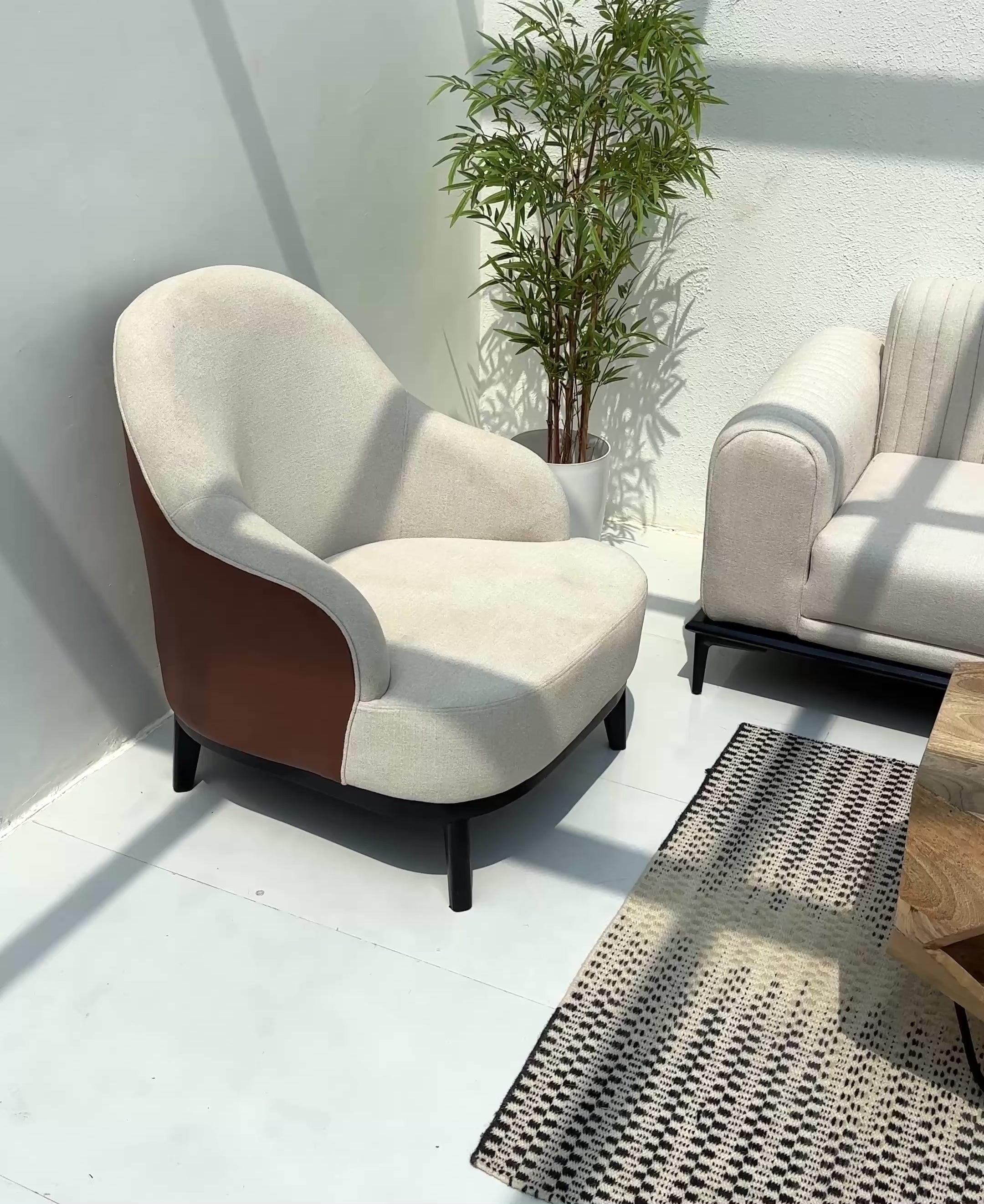 Brix 3 Seater Living Room Sofa Set with 2 Arm Chairs (Without Coffee Table) | Opelhome UAE