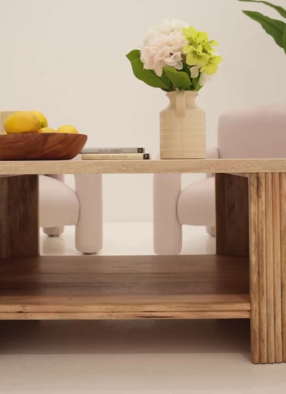 Athena Wooden Coffee Table – Solid Mango Wood, Natural Finish, Large Center Table | Opelhome UAE