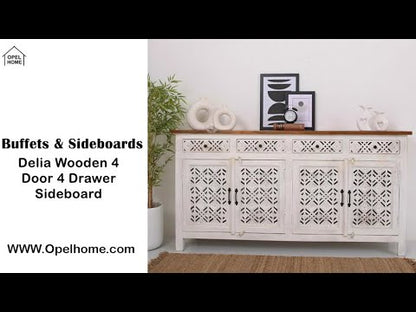 Delia Wooden 4 Door 4 Drawer Sideboard (Multiple Color Options)
