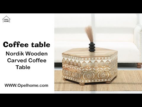 Nordik Wooden Carved Coffee Table