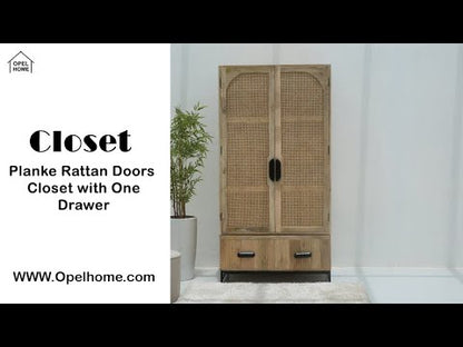Planke Rattan Closet – 2 Drawer, Solid Mango Wood, Natural Finish | Opelhome UAE