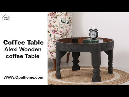 Alexi Solid Mango Wood Coffee Table 60x60cm – Black Finish |  Opelhome UAE