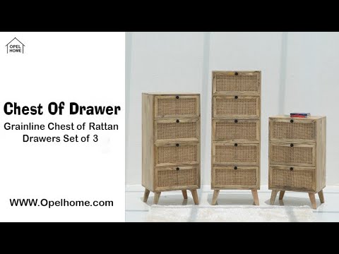 Grainline Chest of Rattan Drawers – Solid Mango Wood, Multiple Sizes | Opelhome UAE