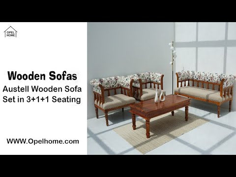 Austell 3+1+1 Seater Wooden Sofa Set (Without Coffee Table) | Opelhome UAE