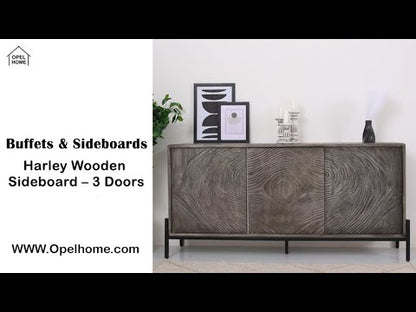 Harley Wooden Sideboard – 3 Doors, Solid Wood, Grey Finish | Opelhome UAE