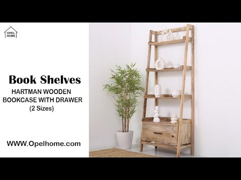 Hartman Wooden Ladder Shelf – Solid Mango Wood, Natural Finish | Opelhome UAE