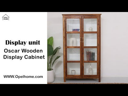 Oscar Teak Wood Display Cabinet Large – Solid Teak Wood, Natural Finish | Opelhome UAE