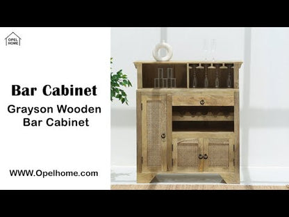 Grayson Wooden bar Cabinet – Solid Mango Wood, Natural Finish, Large Storage | Opelhome UAE