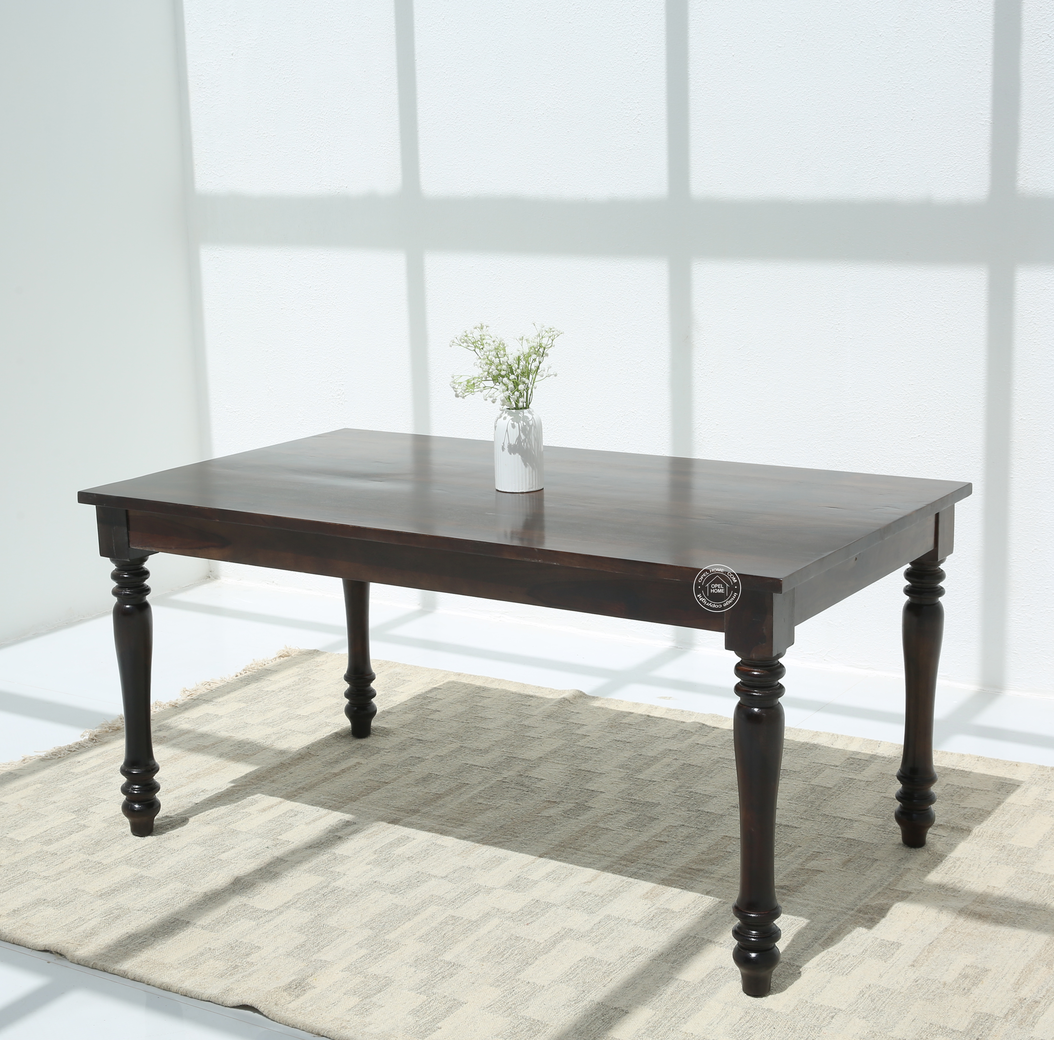 Verdura Wooden 6 Seater Dining Table – (Only Table) , Walnut finish | Opelhome UAE